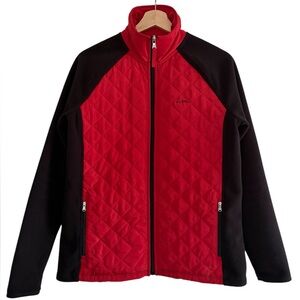Lauren Ralph Lauren Active Quilted Fleece Jacket Red Black Full Zip Sporty Sz M